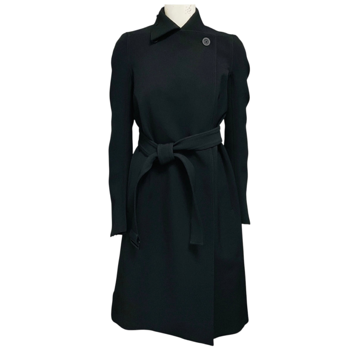 Rick Owens Black Micro Trench Coat with Belt