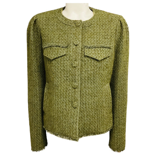 Derek Lam 10 Crosby Army Green Tweed Morgan Jacket