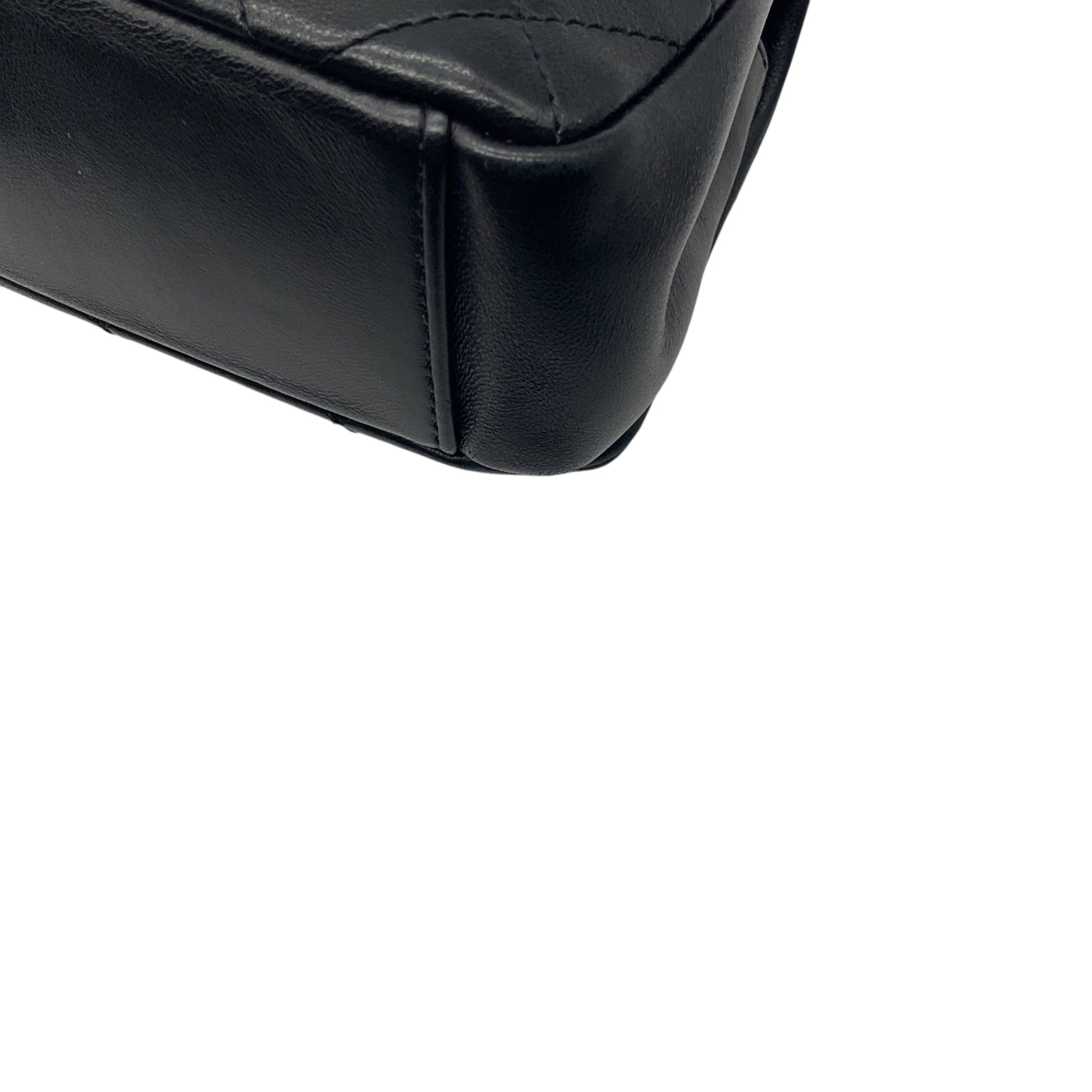 Chanel Black / Gold Hardware CC Logo Quilted Leather Flap Handbag