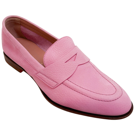 Santoni Pink Leather Famed Loafers