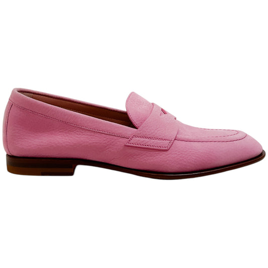 Santoni Pink Leather Famed Loafers