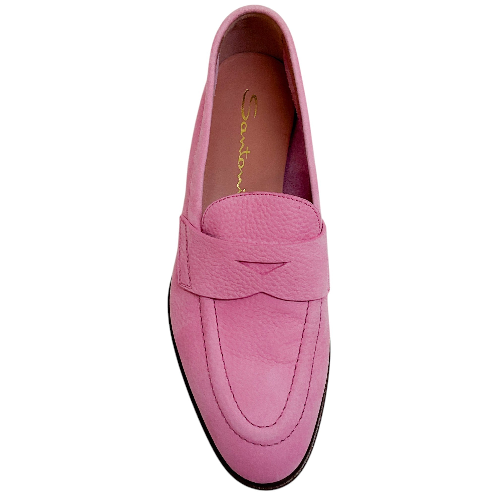 Santoni Pink Leather Famed Loafers