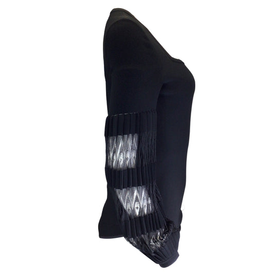 Alaia Black Long Sleeved Square Neck Stretch Knit Bodysuit
