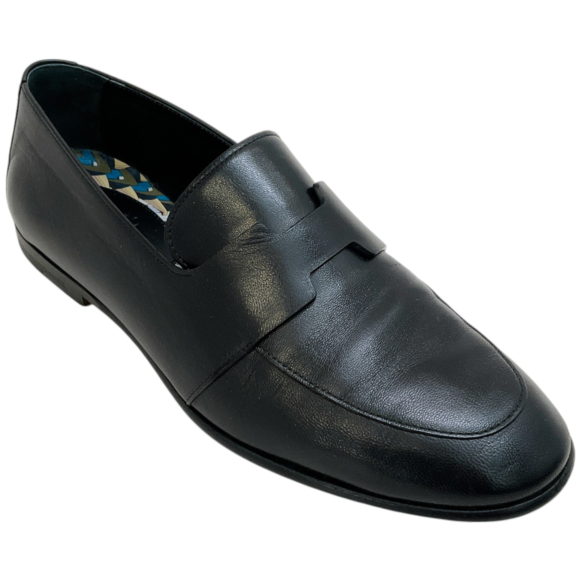 Hermes Black Leather Ancora Loafers
