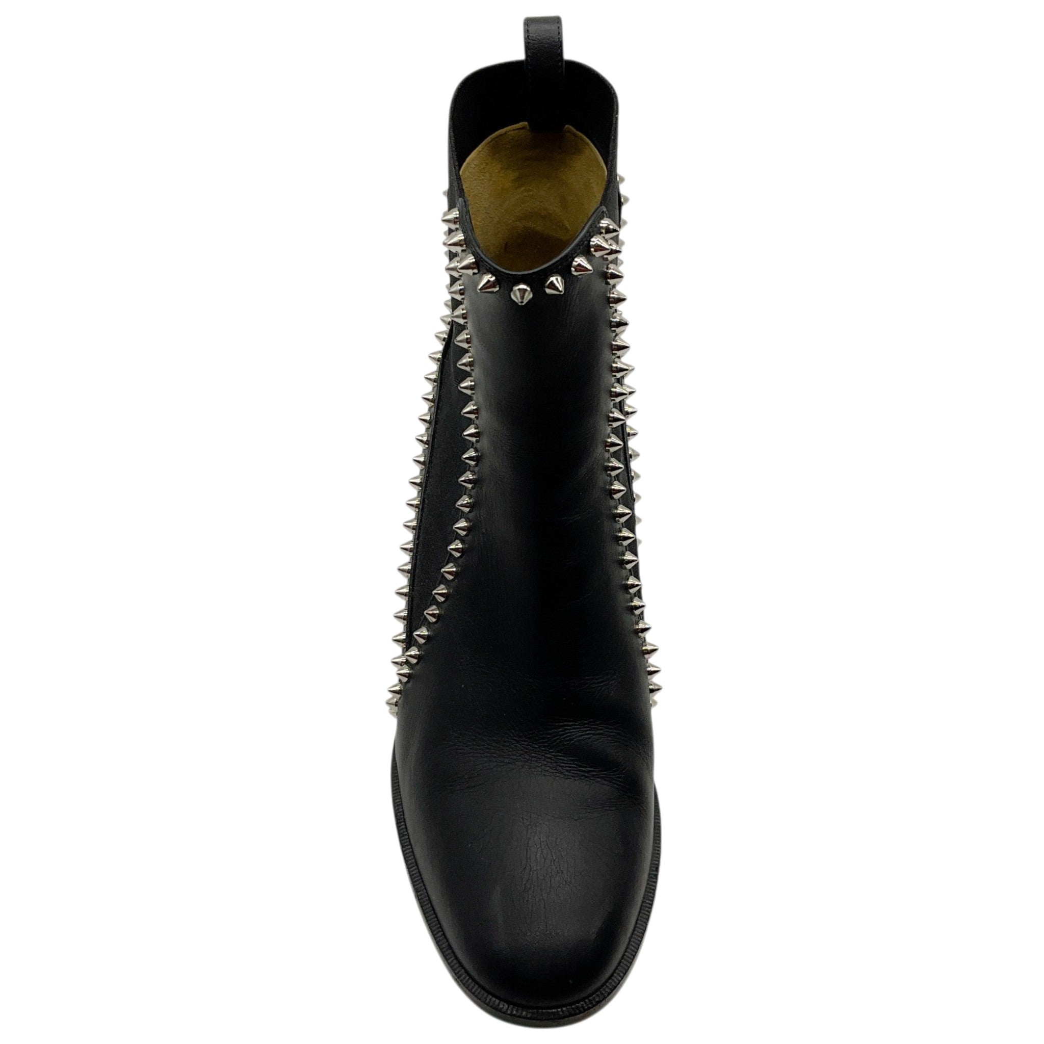 Christian Louboutin Black Leather Out Line Spikes Ankle Boots