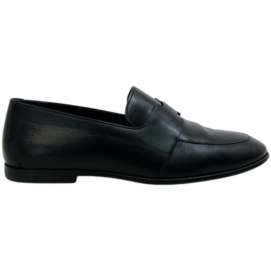 Hermes Black Leather Ancora Loafers