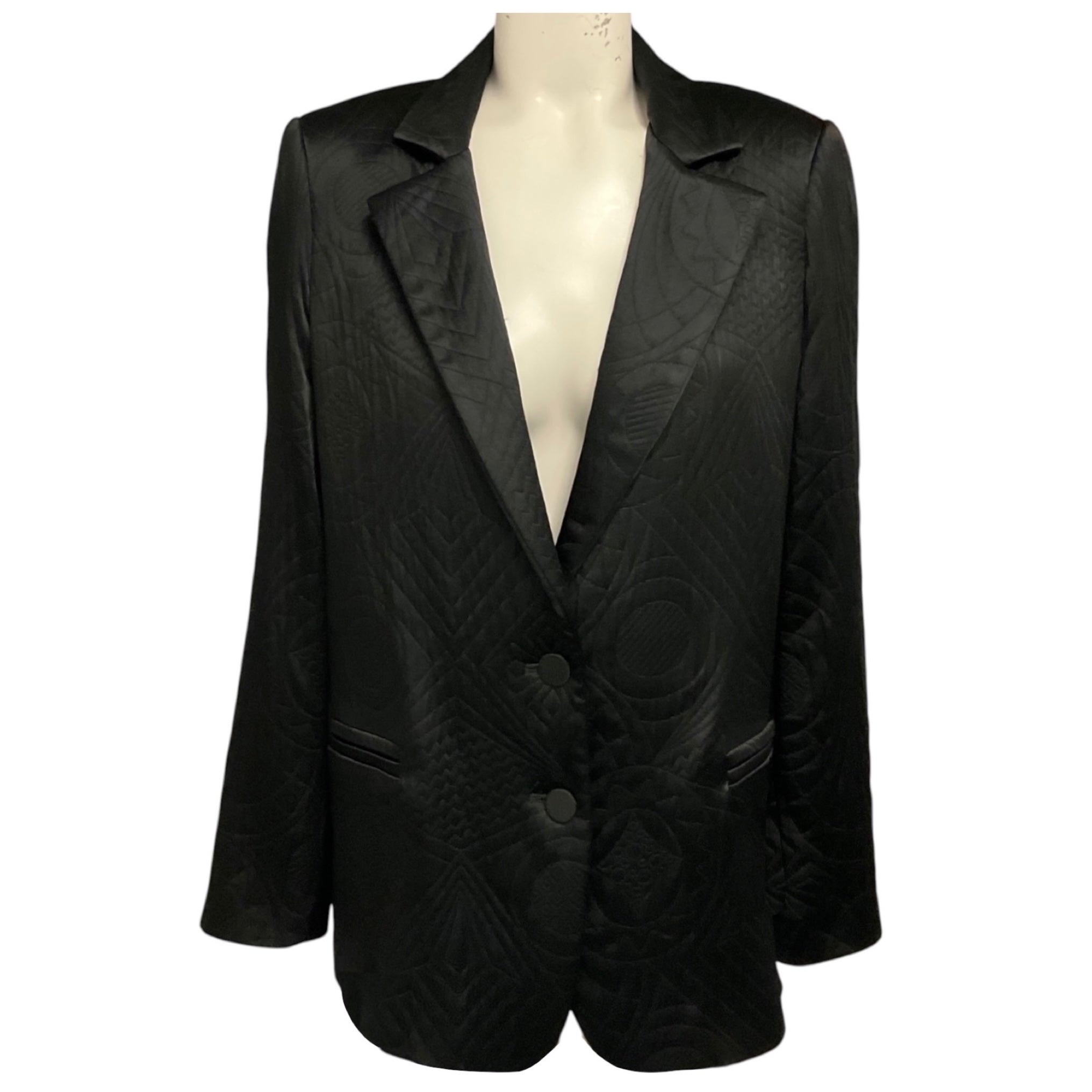 forte_forte Black Quilted Satin Matelasse Jacket