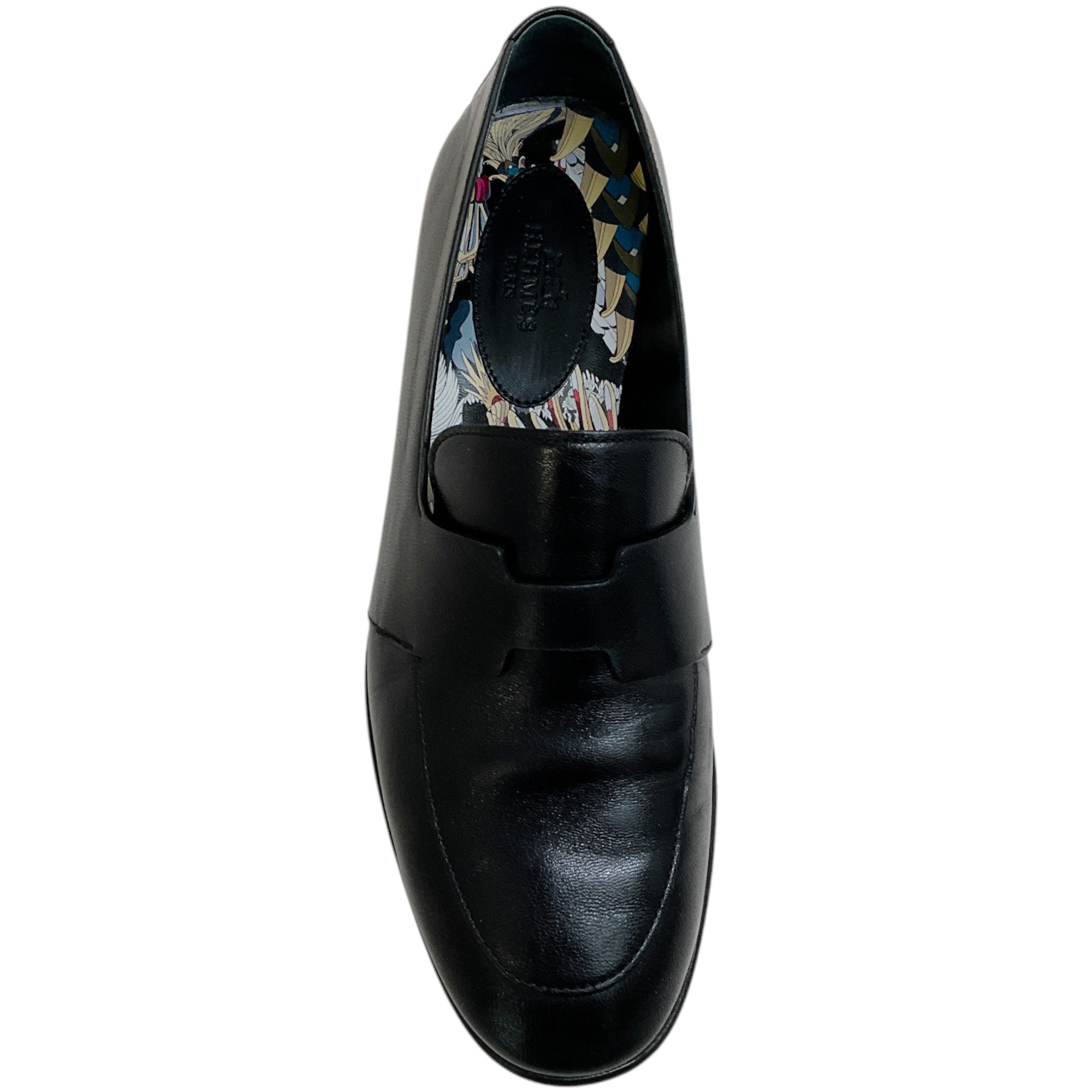 Hermes Black Leather Ancora Loafers