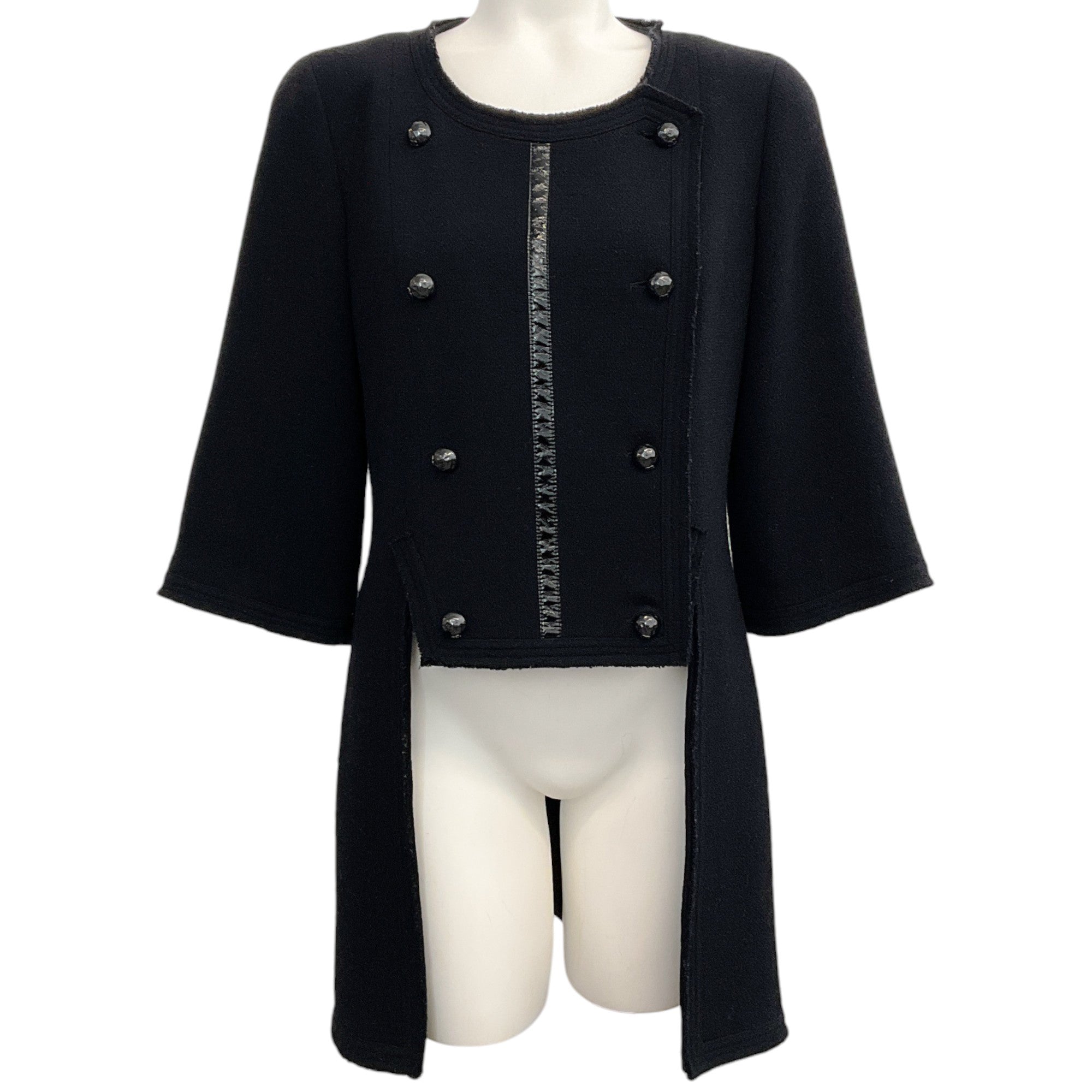 Chanel Black Crepe Double Breasted Jacket with Tails