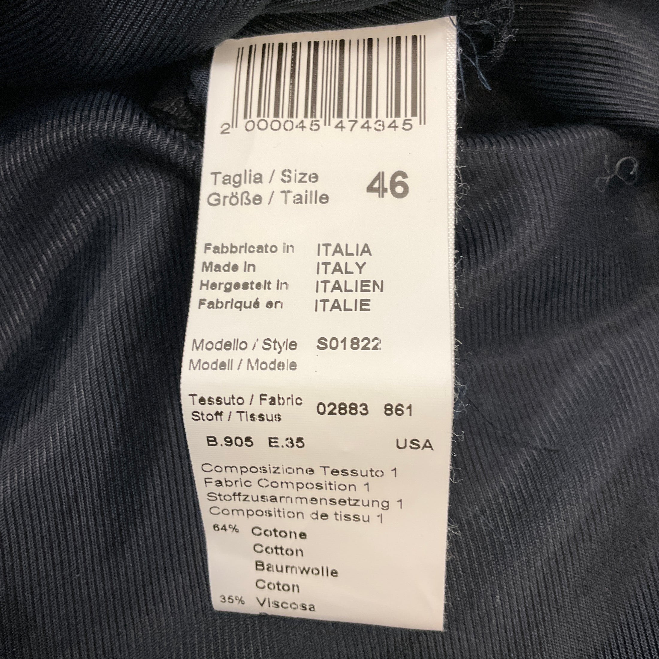 Peserico Black / Navy Double Breasted Velvet Corduroy Blazer