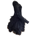 Load image into Gallery viewer, Leo Lin Black Rhinestone Embellished Mesh Tulle Skirt Floral Lace Mini Dress
