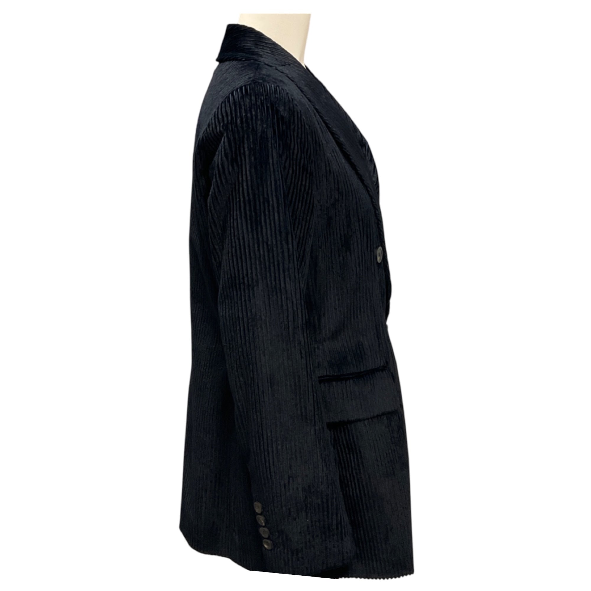 Peserico Black / Navy Double Breasted Velvet Corduroy Blazer