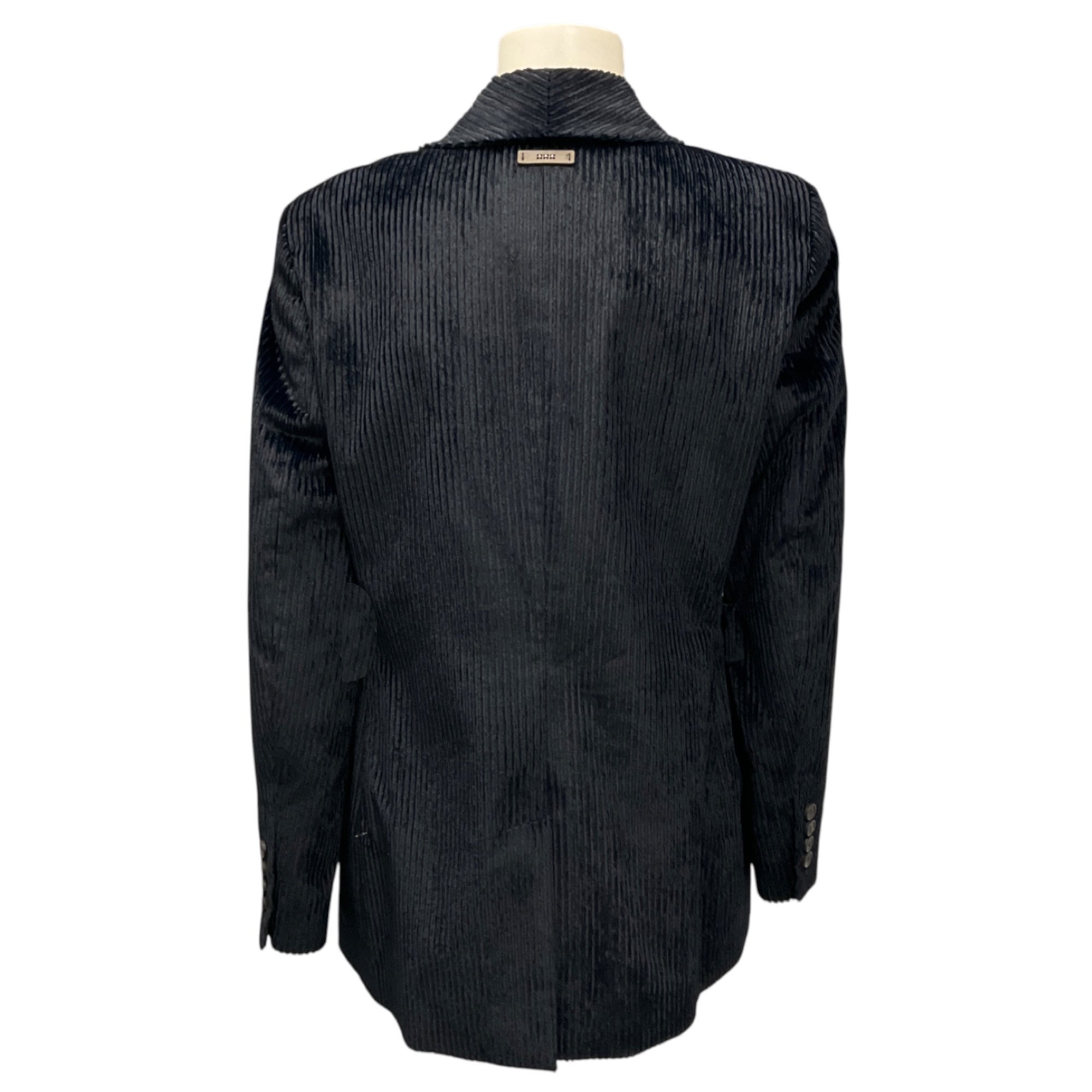 Peserico Black / Navy Double Breasted Velvet Corduroy Blazer