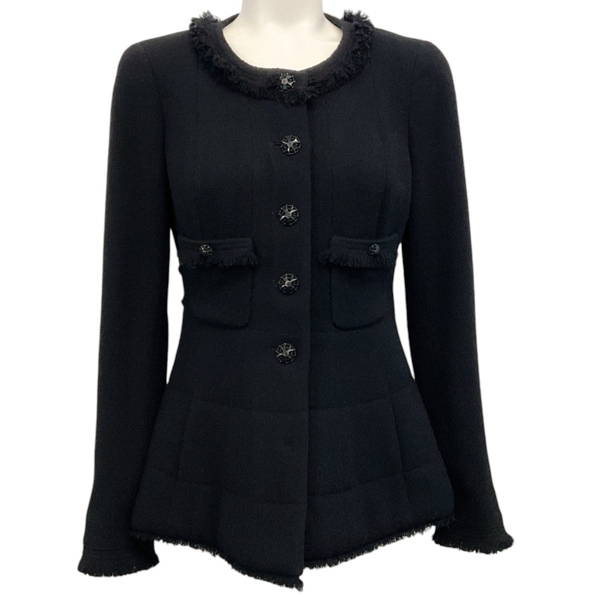 Chanel 2008 Black Tweed Jacket with Peplum
