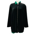 Load image into Gallery viewer, Gianfranco Ferre Vintage Black Velvet Zip Front Jacket with Green Ribbed Knit Trim
