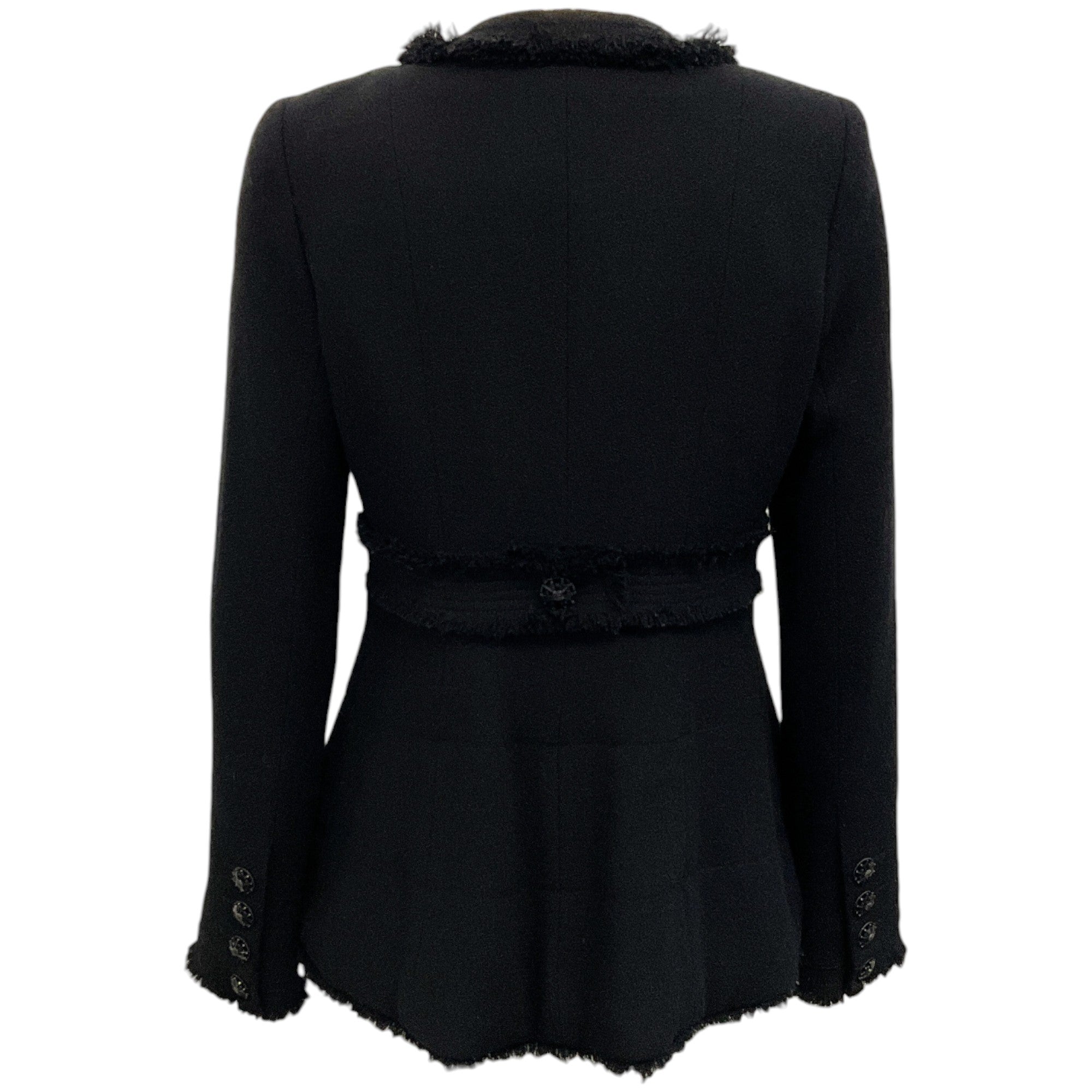 Chanel 2008 Black Tweed Jacket with Peplum