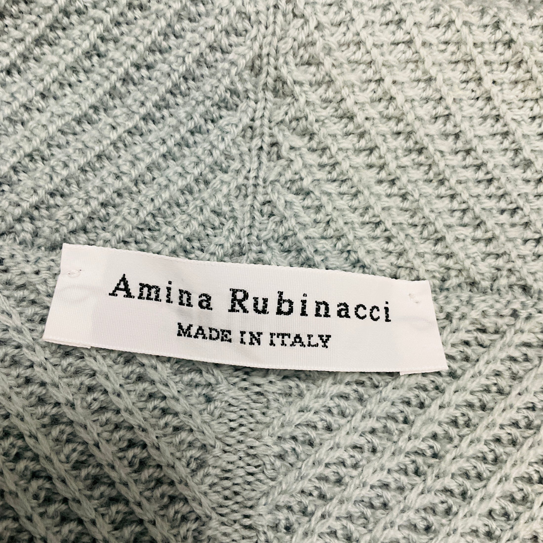 Amina Rubinacci Light Blue Wool Knit Button down Cardigan Sweater