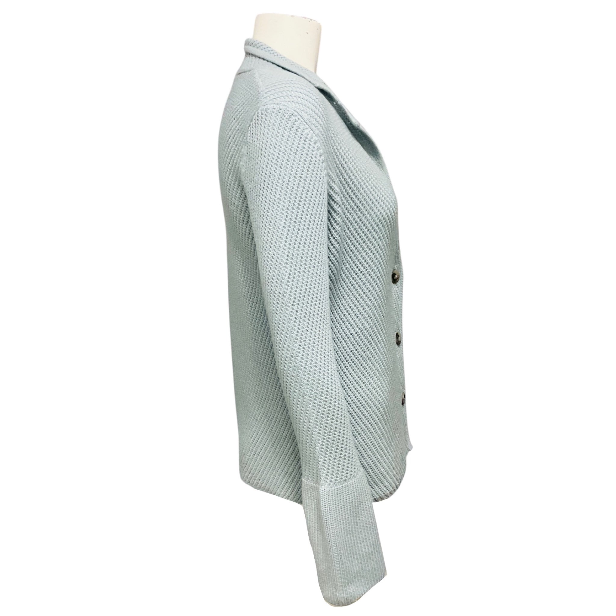 Amina Rubinacci Light Blue Wool Knit Button down Cardigan Sweater