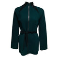 Load image into Gallery viewer, Geoffrey Beene Vintage Dark Green / Black Zip Front Wool Gauze Jacket with Belt
