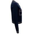 Load image into Gallery viewer, Chanel Navy Blue Cashmere Cardigan with Pink Trim
