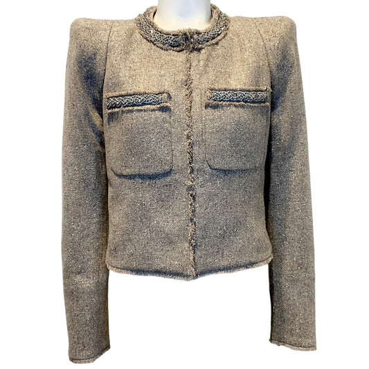 Veronica Beard Stone Metallic Tweed Orris Jacket with Crystal Trim
