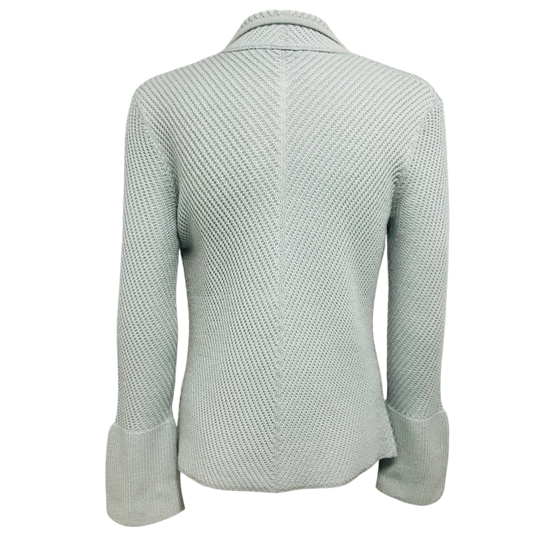 Amina Rubinacci Light Blue Wool Knit Button down Cardigan Sweater