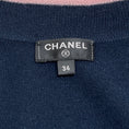 Load image into Gallery viewer, Chanel Navy Blue Cashmere Cardigan with Pink Trim
