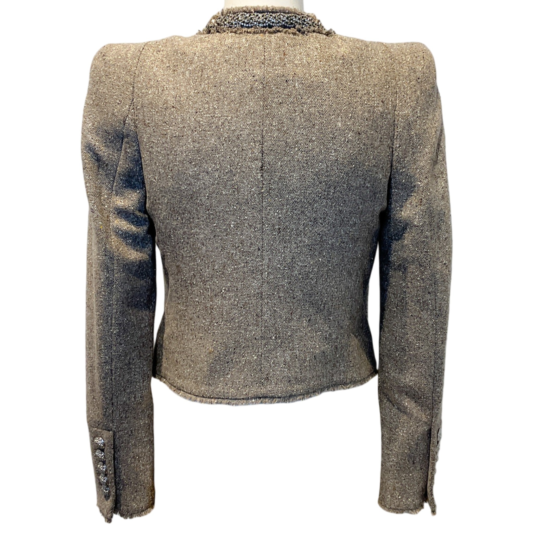 Veronica Beard Stone Metallic Tweed Orris Jacket with Crystal Trim
