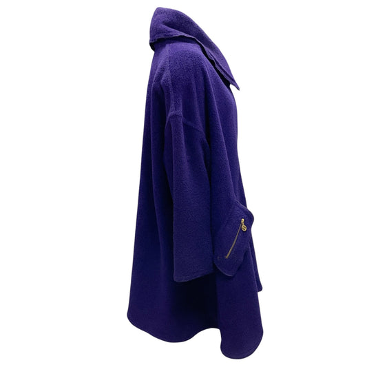 Chanel Vintage Purple / Gold CC Logo Oversized Wool Coat