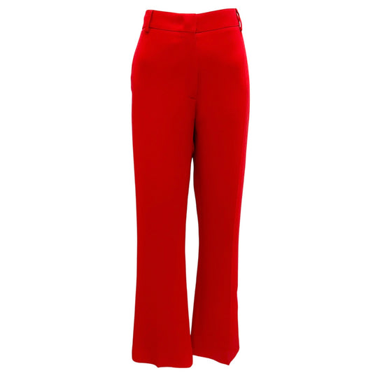 Valentino Red High Waisted Silk Crepe Pants