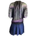 Load image into Gallery viewer, Prada Black / Purple / Green / Navy Blue Multi Pleated Silk Dress
