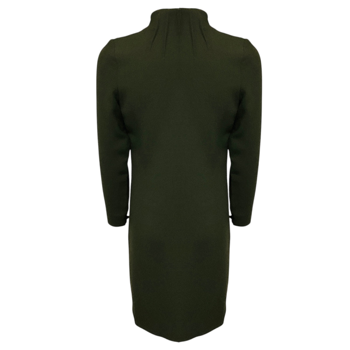 Bill Blass Vintage Olive Green Long Sleeved Zip Front Wool Gauze Dress