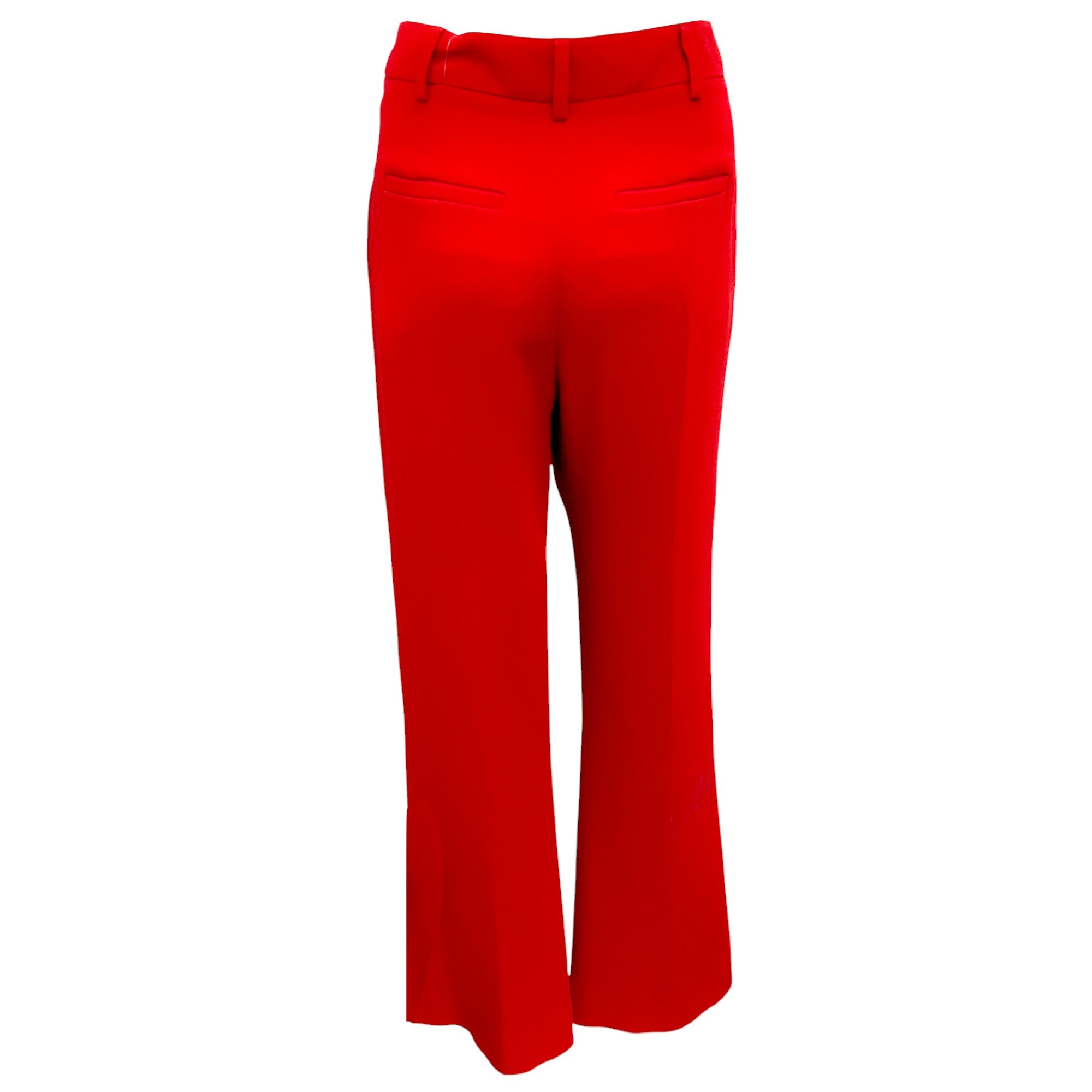 Valentino Red High Waisted Silk Crepe Pants