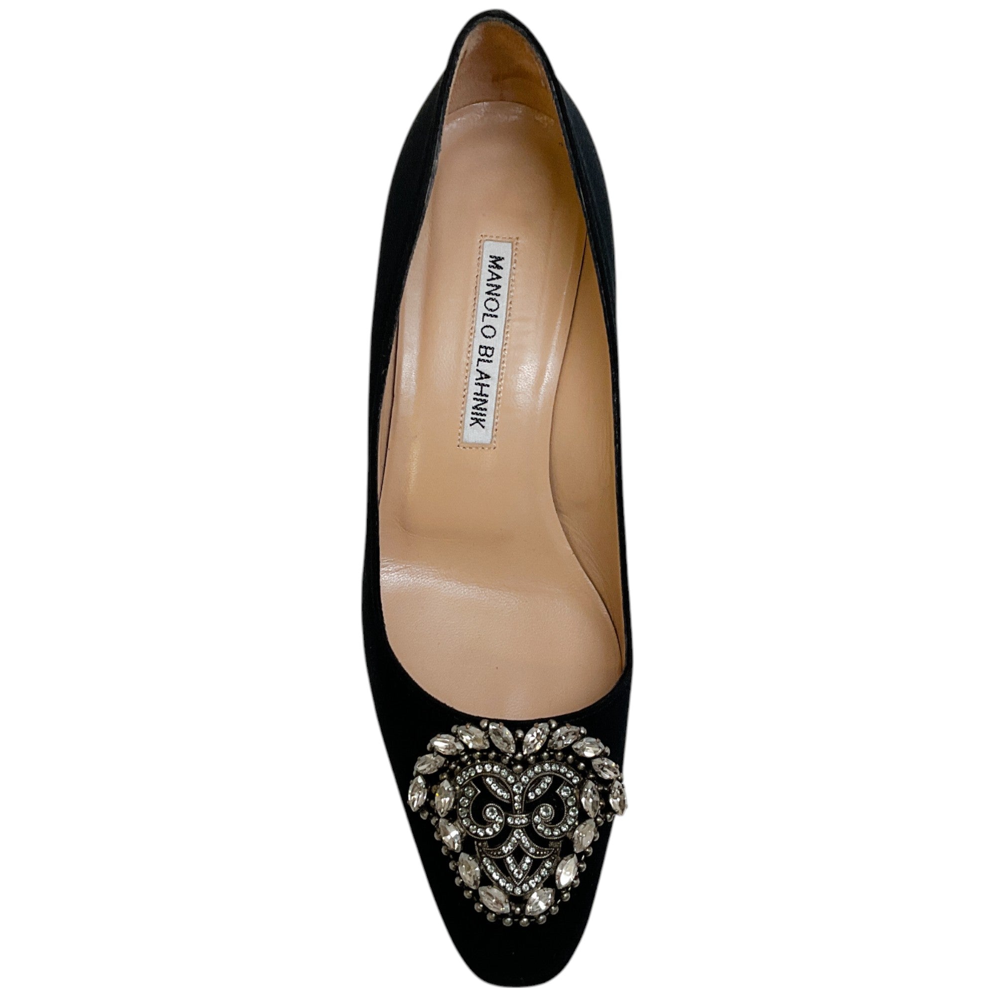 Manolo Blahnik Black Satin Okkato Pumps