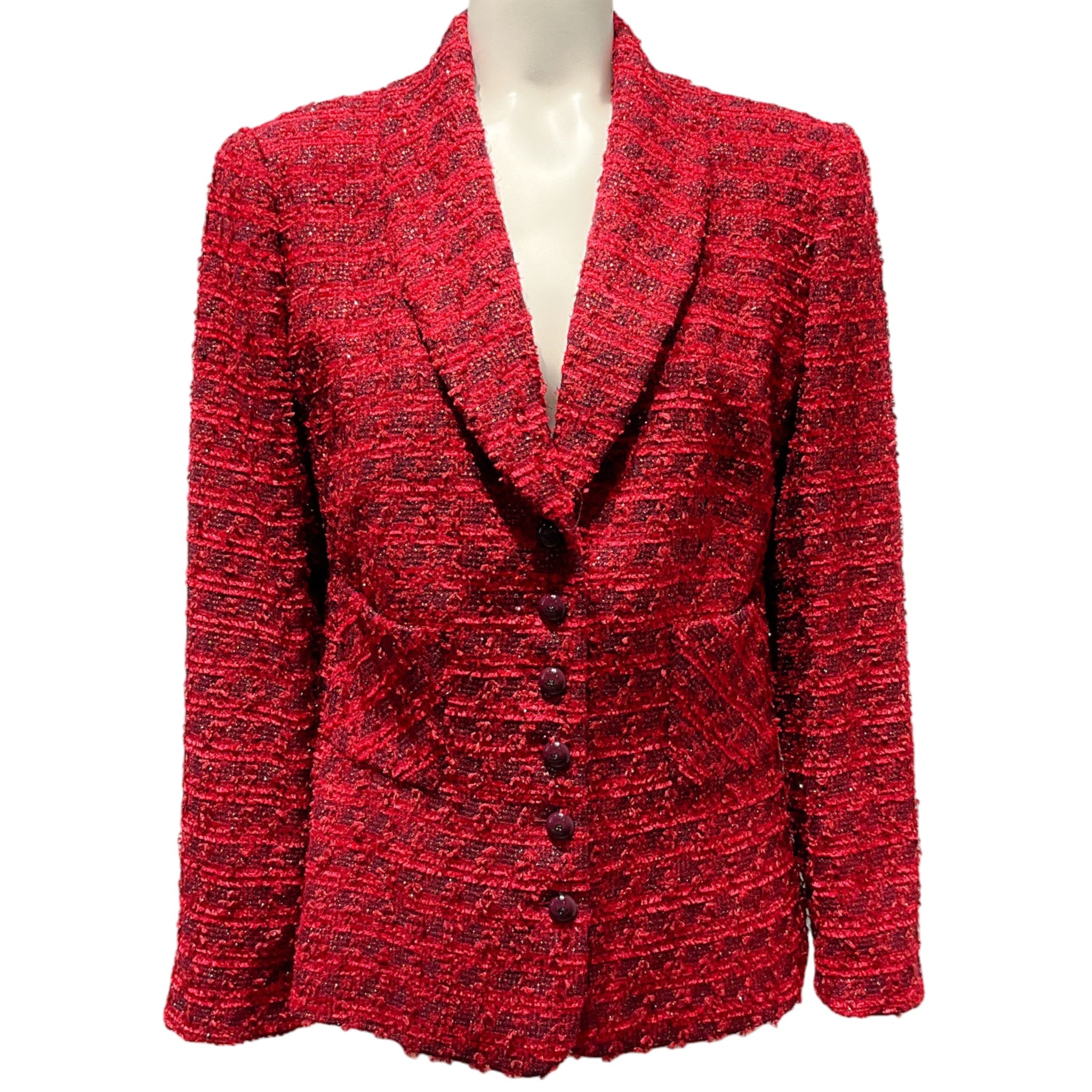 Escada Red Wool Tweed Blazer
