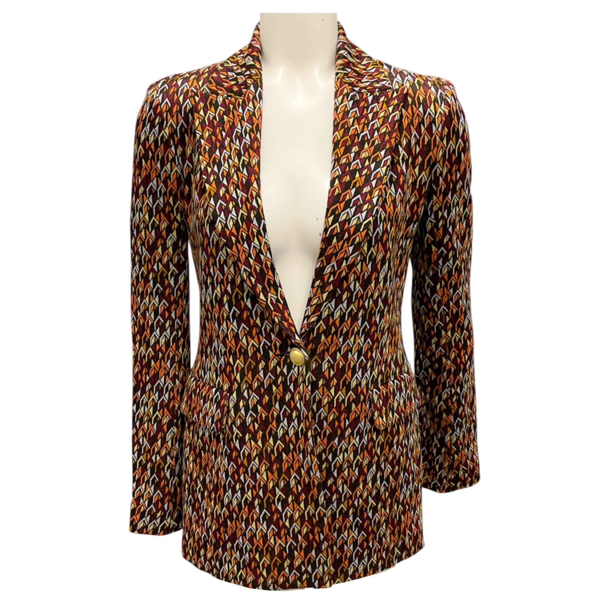 Rosetta Getty Brown Multi Chevron Knit Blazer