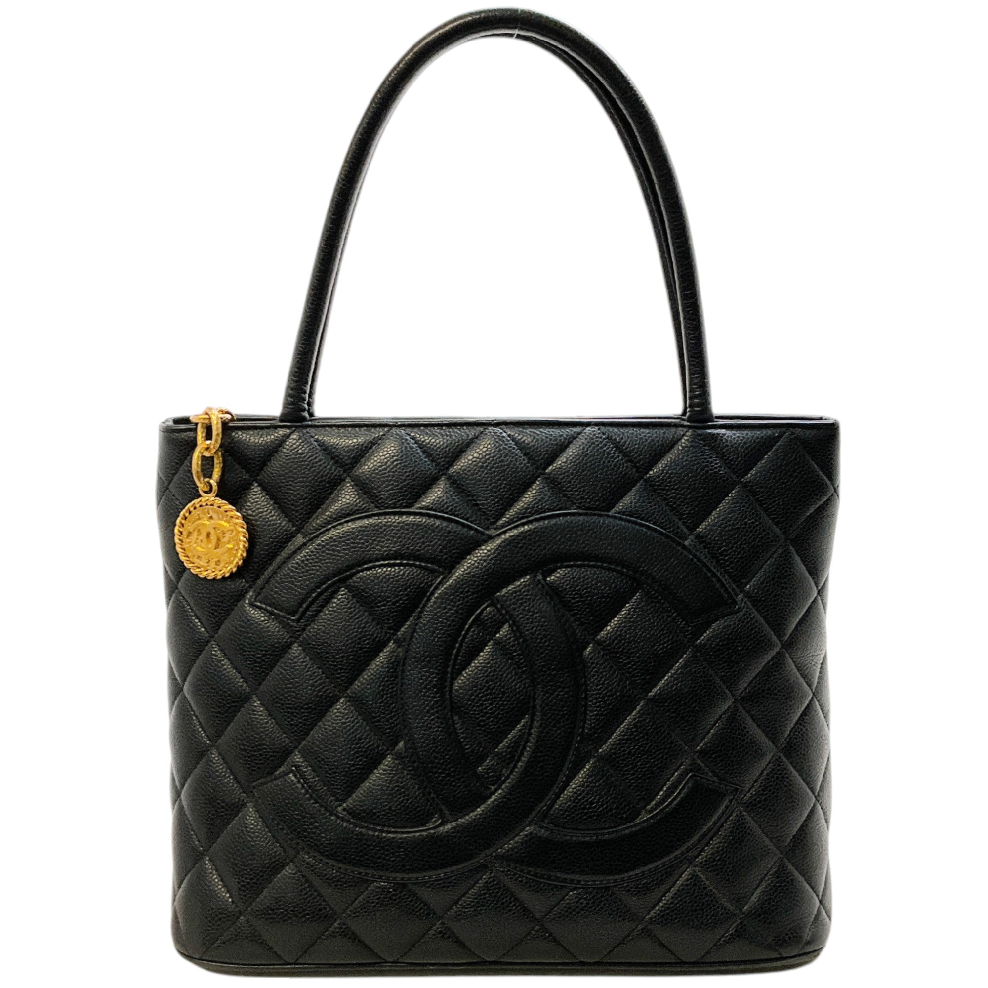 Chanel Black Quilted Caviar Medallion Tote
