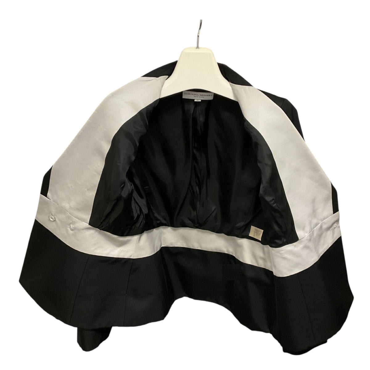 Carolina Herrera Black Wool and Silk Blazer with Silver Trim