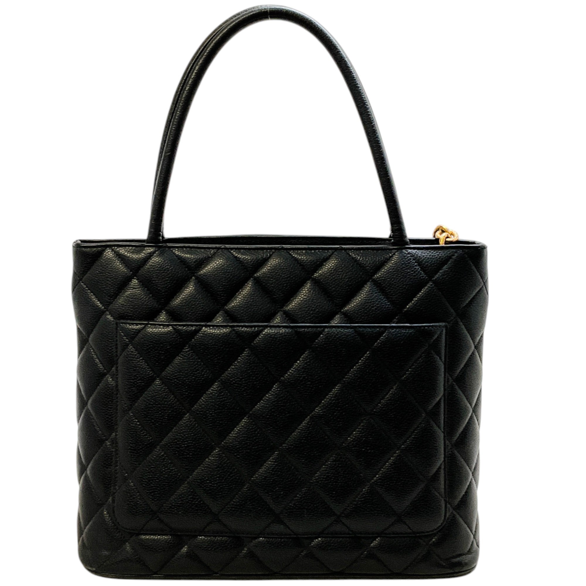 Chanel Black Quilted Caviar Medallion Tote