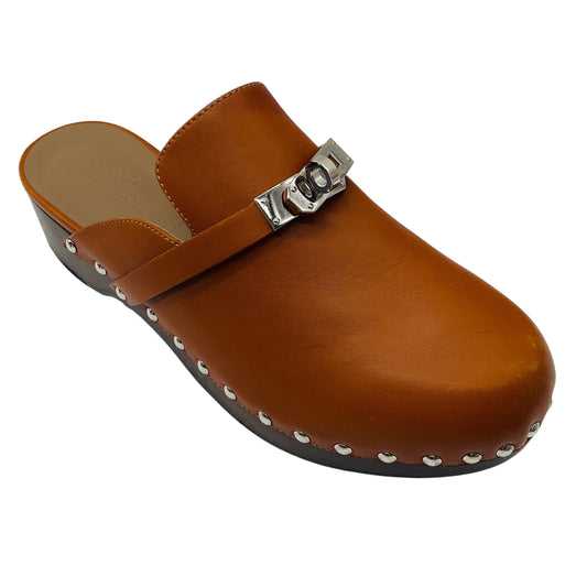 Hermes Tan Leather Mules / Clogs