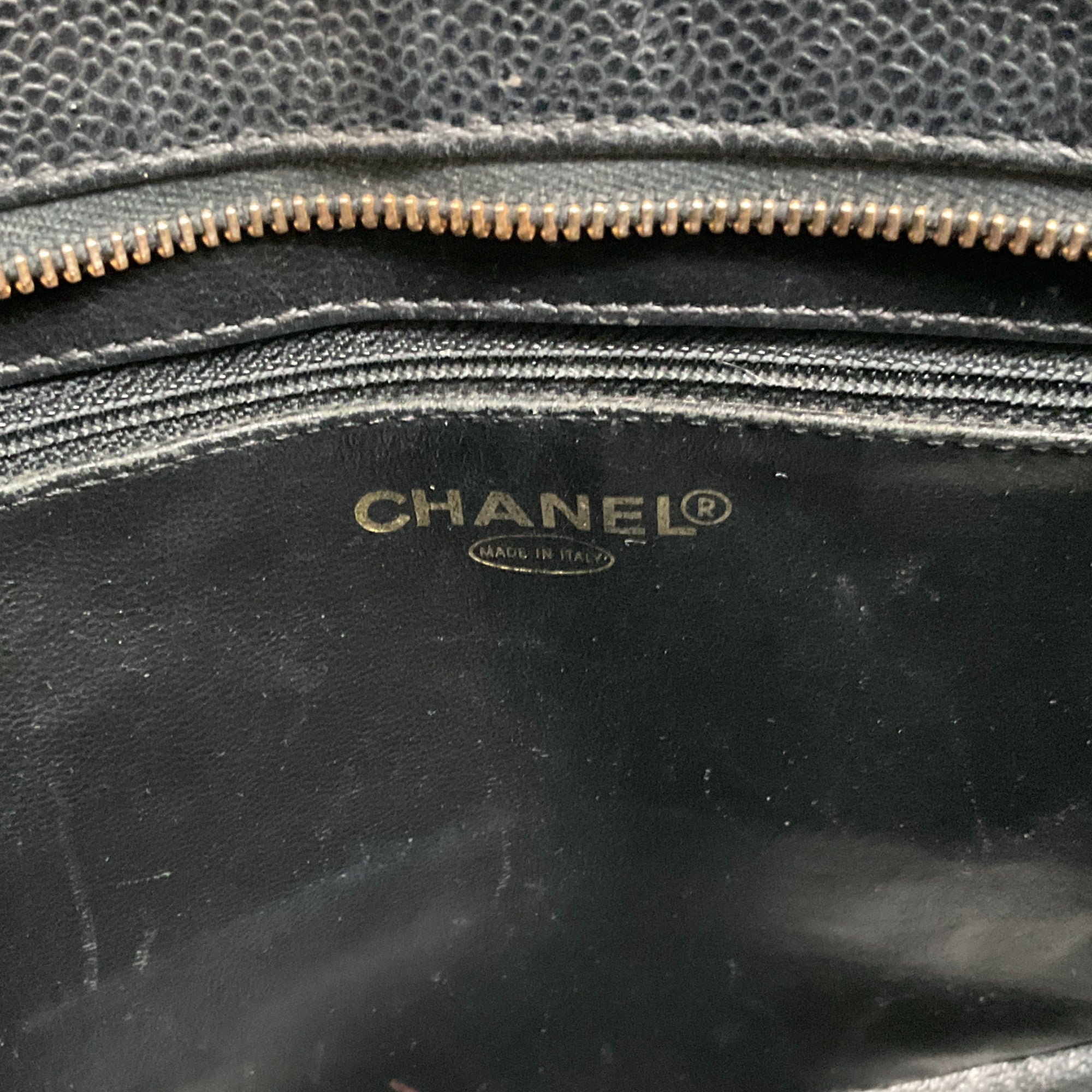 Chanel Black Quilted Caviar Medallion Tote