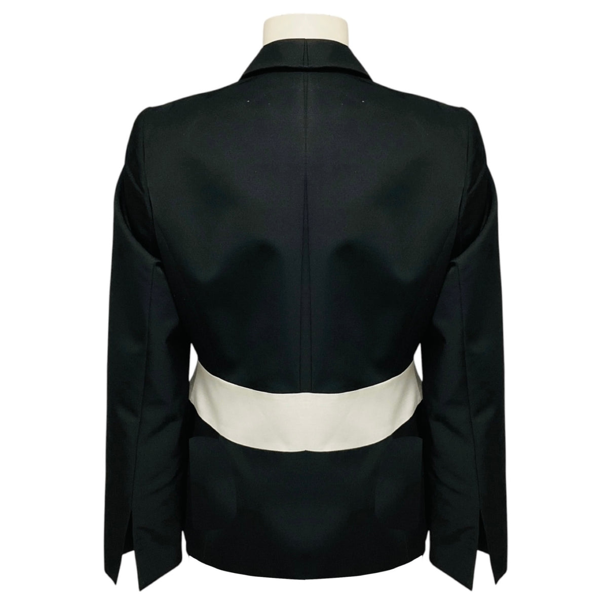 Carolina Herrera Black Wool and Silk Blazer with Silver Trim