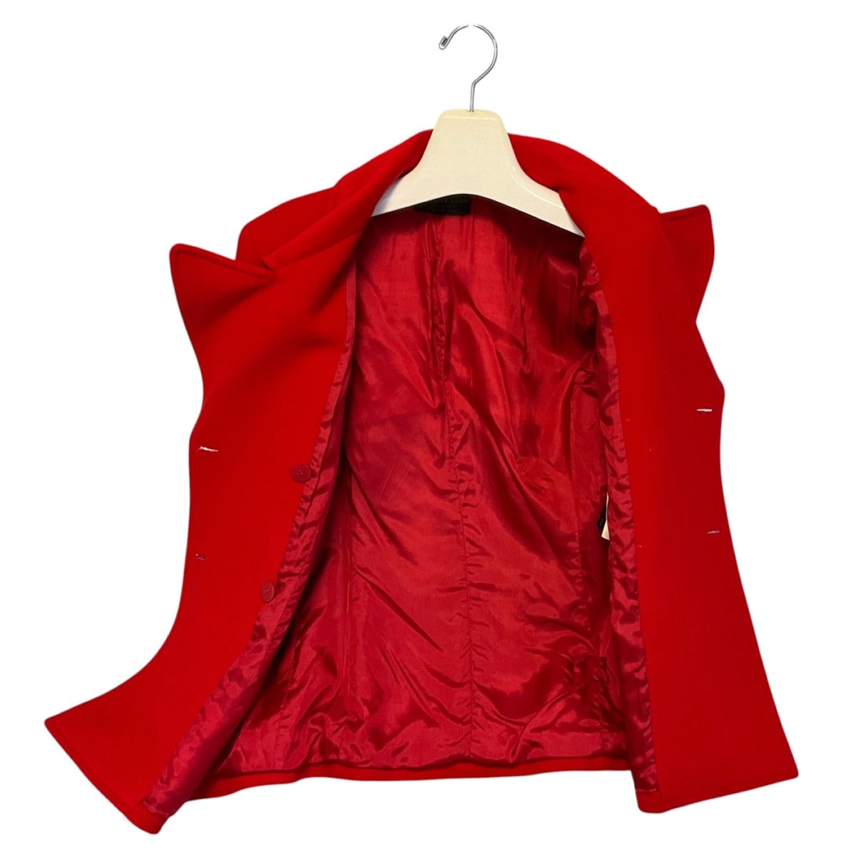 Donna Karan Essentials Vintage Red Double Breasted Angora and Wool Blazer