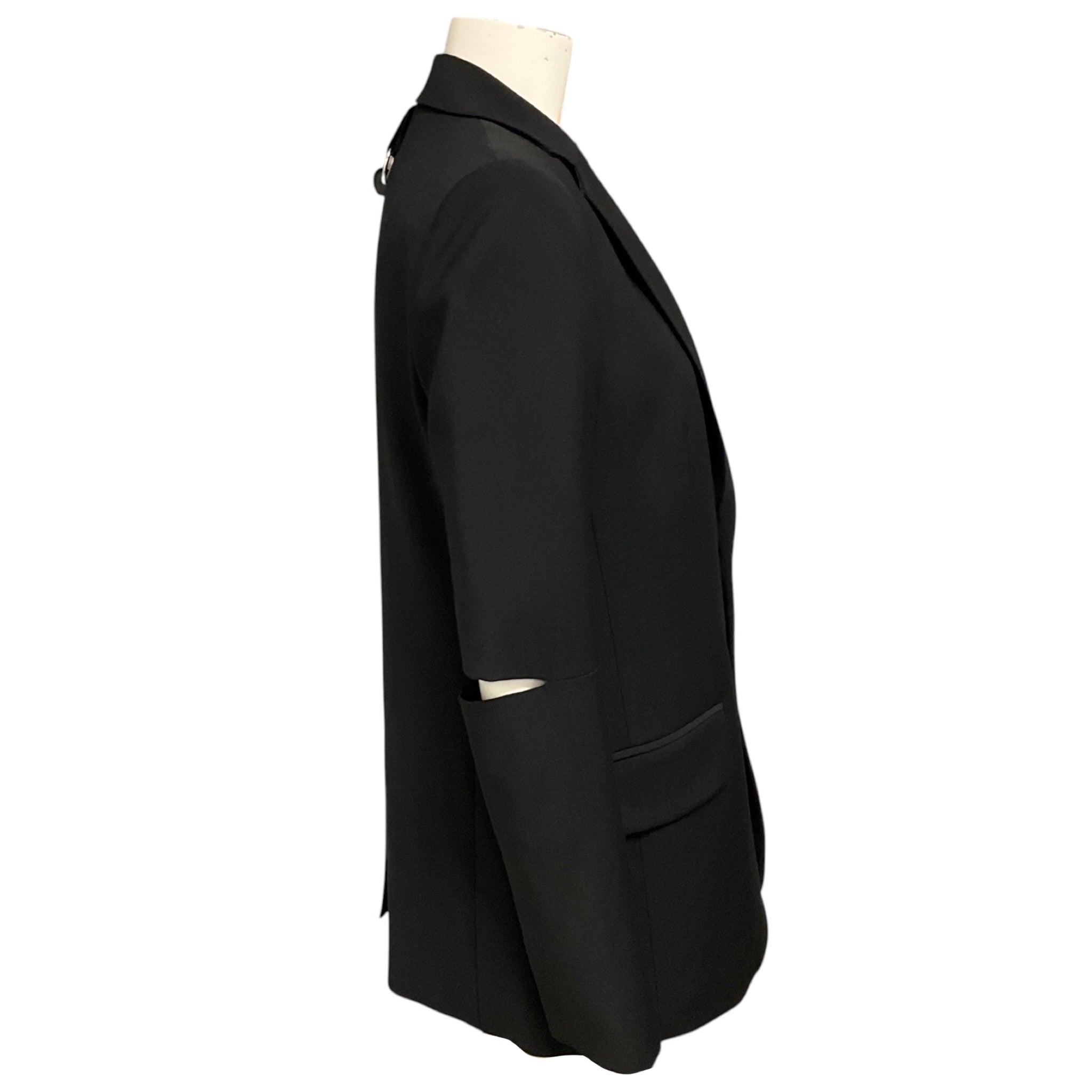 Tibi Black Tropical Wool Cutout Sleeve Marlon Blazer