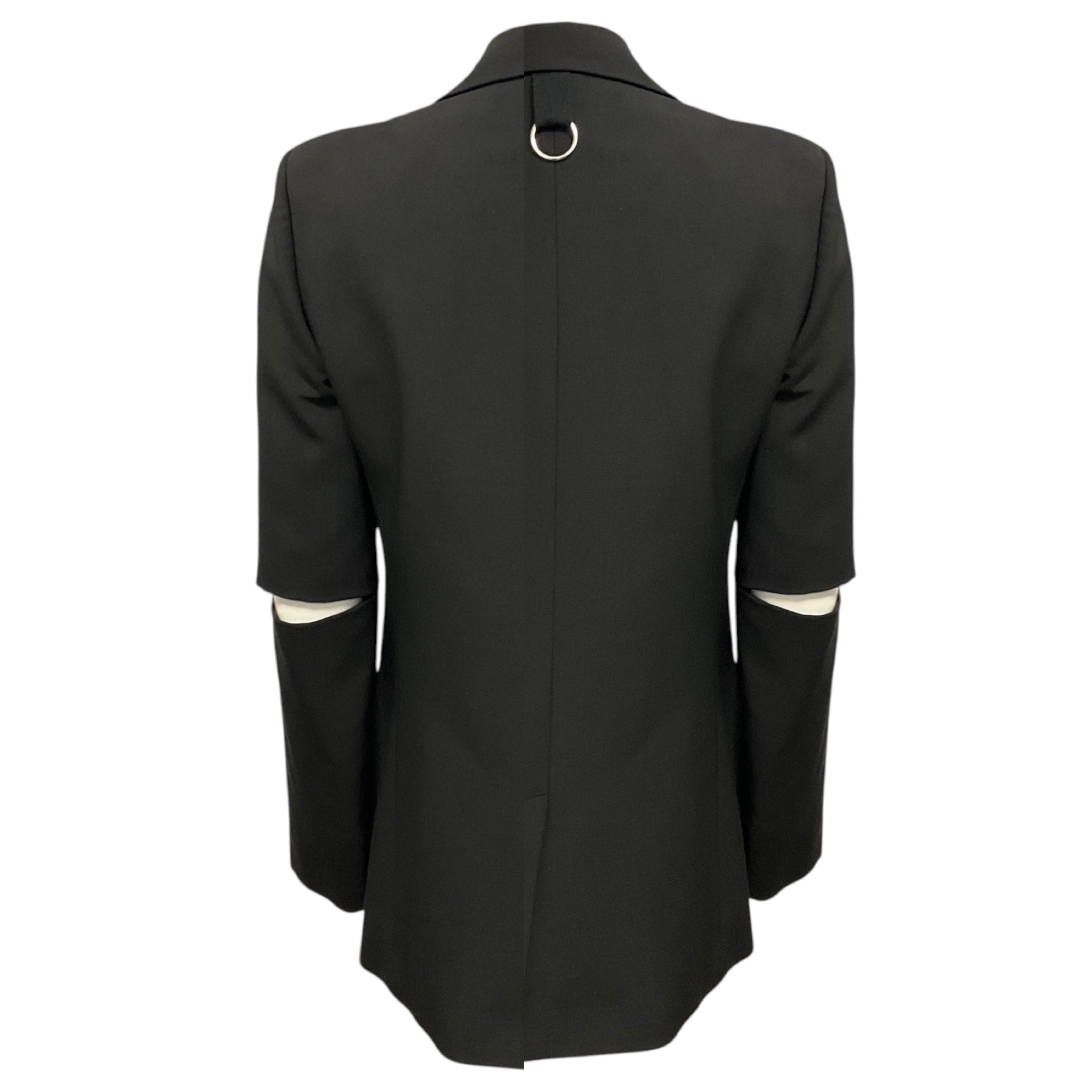 Tibi Black Tropical Wool Cutout Sleeve Marlon Blazer