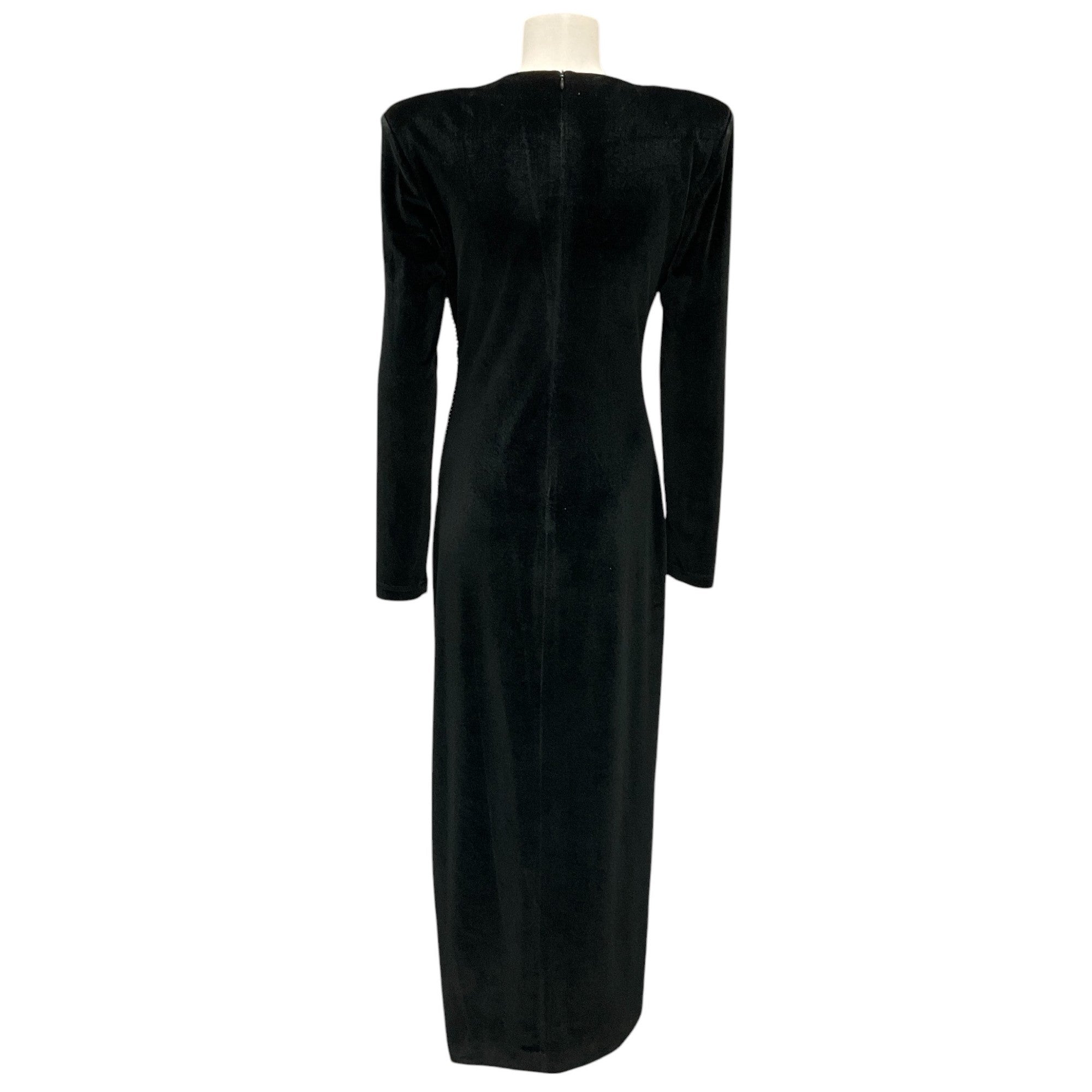 Nonchalant Label Black Rhinestone Embellished Velvet Maxi Dress