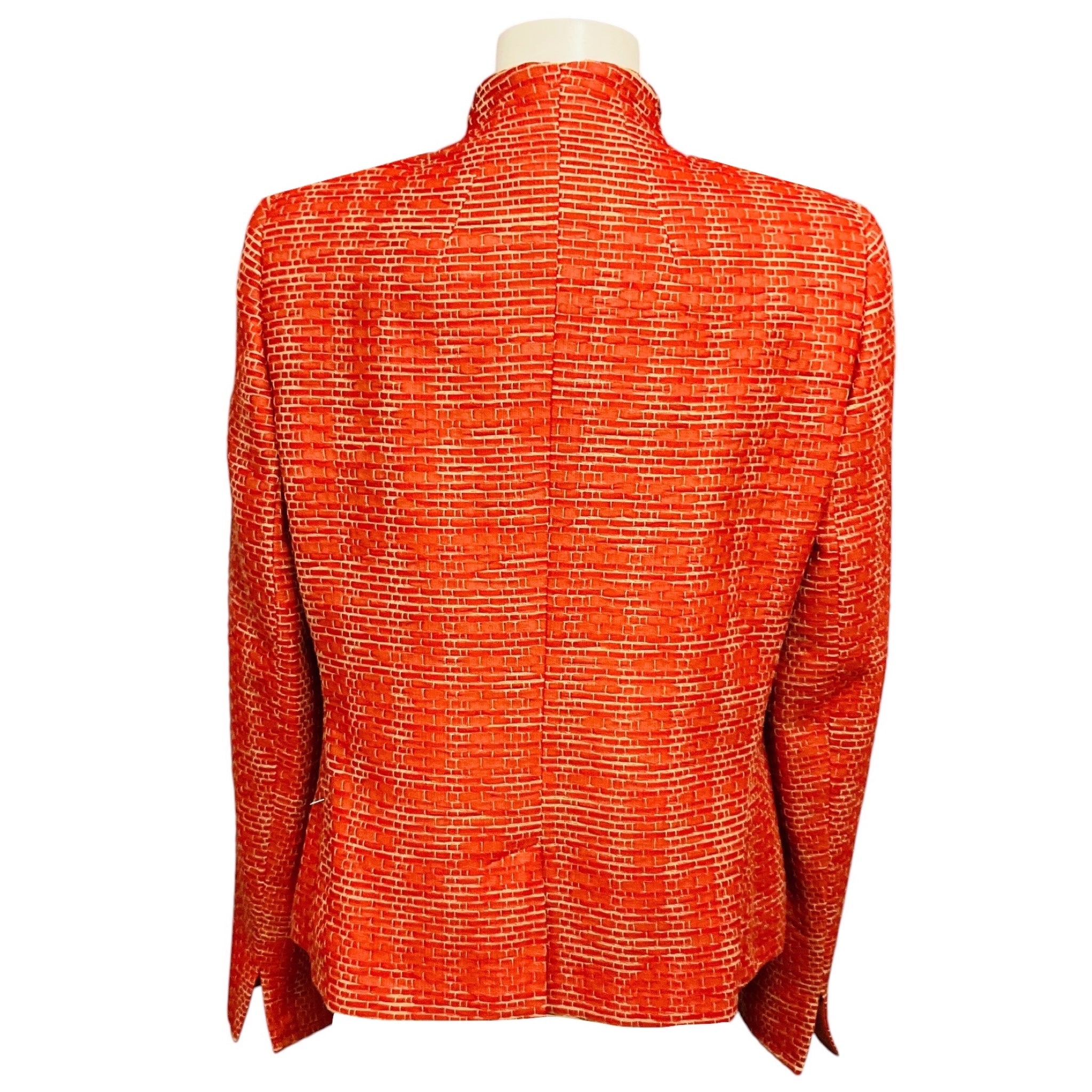 Akris Red / Beige Woven Ribbon Zip Front Jacket