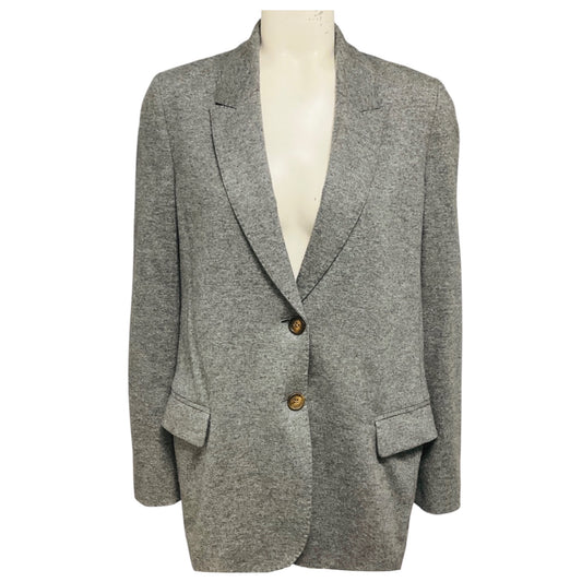 Brunello Cucinelli Heather Grey Two Button Cashmere Blazer Jacket
