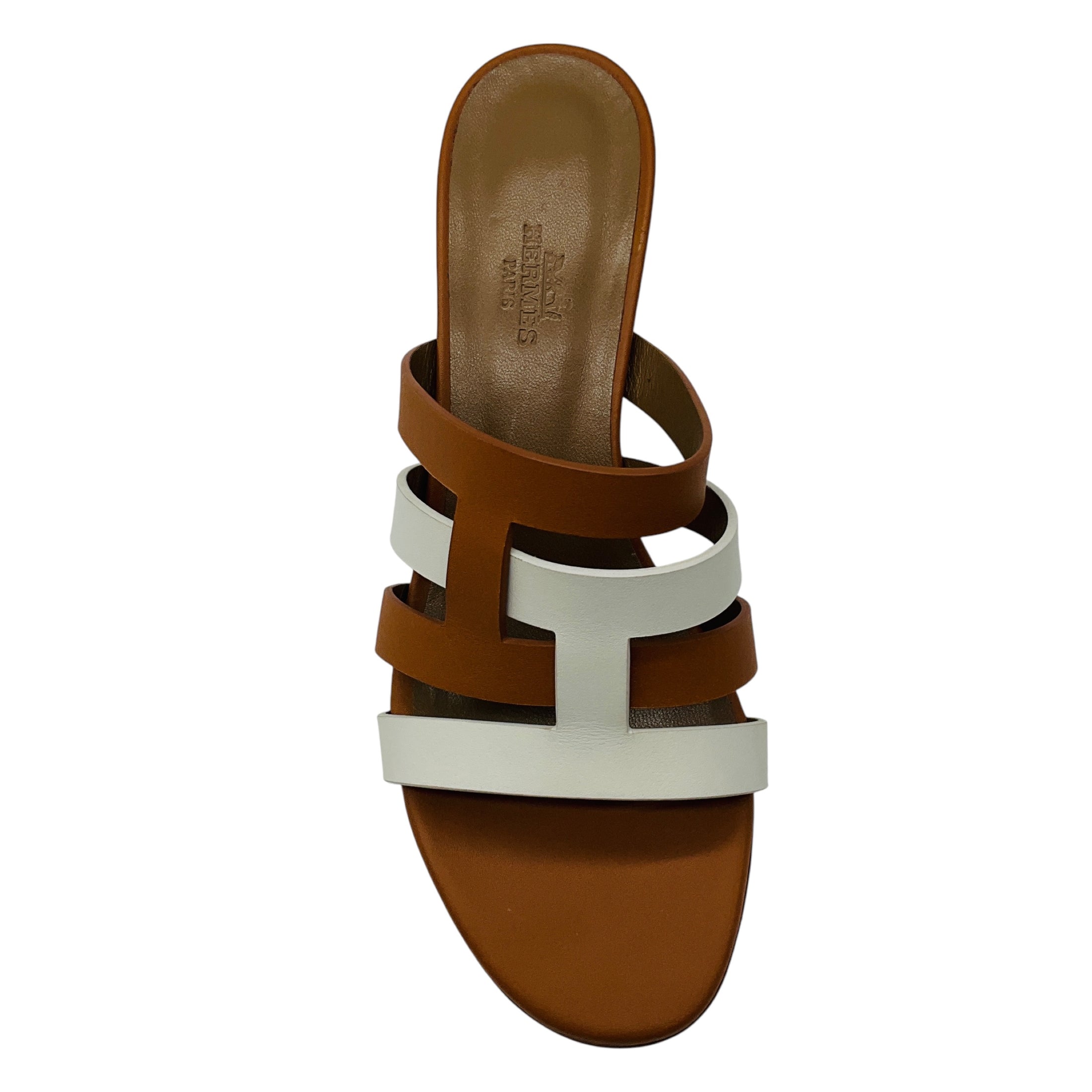 Hermes Tan / White Bicolor Amica Sandal