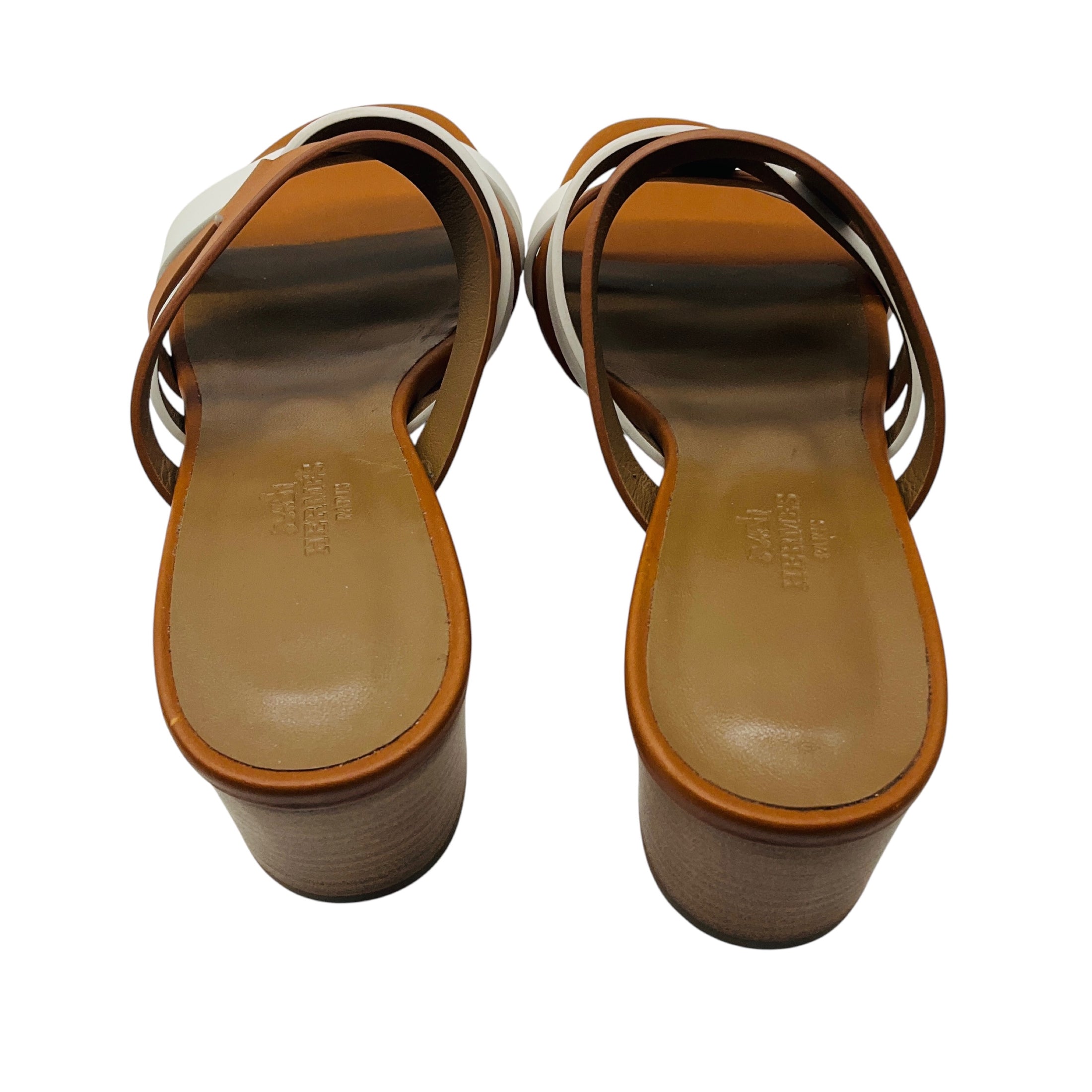 Hermes Tan / White Bicolor Amica Sandal
